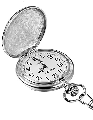clásico Lisa Vintage Plata Acero Mens Pocket Watch