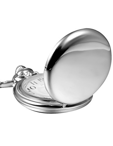 clásico Lisa Vintage Plata Acero Mens Pocket Watch