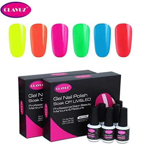 Clavuz Esmaltes Semipermanentes en Gel UV LED, 6pcs Neon Esmaltes de Uñas Soak-off 003