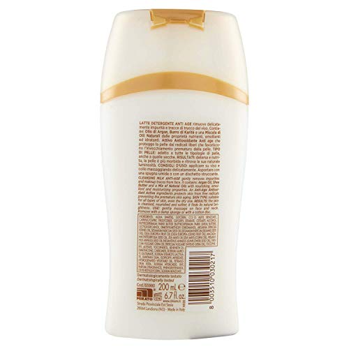 CLINIANS LATTE & OLIO leche limpiadora antienvejecimiento para todos los tipos de piel, con Aceite de Argán, 200 mL