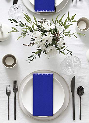 Clinica de Algodón 12 Servilletas de Tela 50 x 50 cm, Lavable Servilletas de 100% Algodón, Calidad de Hotel Duradera, para Boda, Eventos y Uso Doméstico Regular Azul