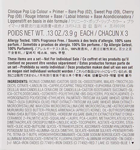 Clinique Pop Lip Colour Primer 02 Bare Pop + 09 Sweet Pop + 08 Cherry Pop 3 Unidades 1000 g