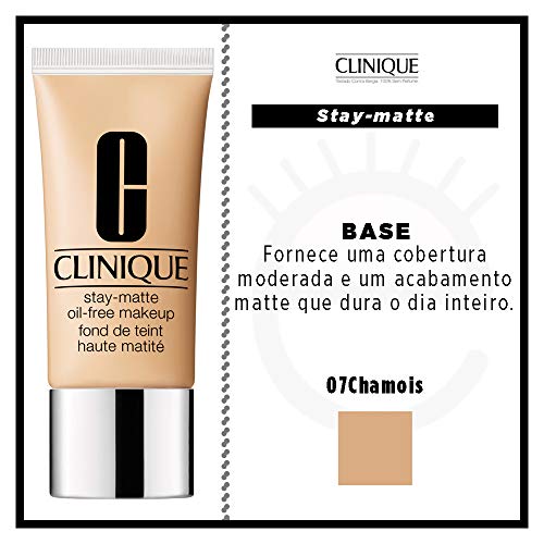 Clinique Stay-Matte Oil-Free Makeup – Base de maquillaje líquida, libre de aceite (7 Cream Chamois)