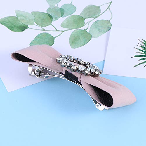 Clips para el cabello de primavera Bolos de cuero de cristal Bowknot Lindo Pasadores de pelo para mujeres y niñas (Rosa)