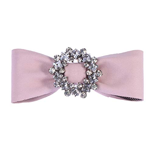 Clips para el cabello de primavera Bolos de cuero de cristal Bowknot Lindo Pasadores de pelo para mujeres y niñas (Rosa)