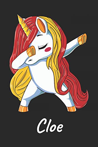 Cloe: Cuaderno de notas blanko para niña y mujer con nombre personalizado y diseño de kawaii cuaderno unicornio bailarin con pelo en los colores de la ... universidad, regalo de cumpleaños y navidad.