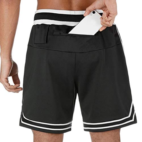 CLOOM Deportes Hombre Running Pantalón Corto del Verano Básico Suelta Comodo Pantalon Chandal con Bolsillo del Teléfono Streetwear Pantalones del Ciclismo Gimnasio Cargo Pants(Negro.L)