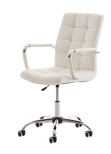 CLP Silla De Oficina Deli V2 En Cuero Sintético | Silla Ejecutiva Giratoria & Regulable En Altura I Silla De Escritorio con Ruedas I Color: Blanco