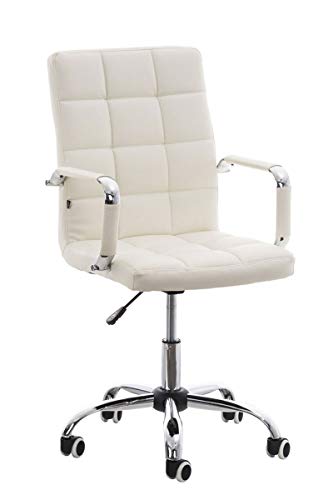 CLP Silla De Oficina Deli V2 En Cuero Sintético | Silla Ejecutiva Giratoria & Regulable En Altura I Silla De Escritorio con Ruedas I Color: Blanco