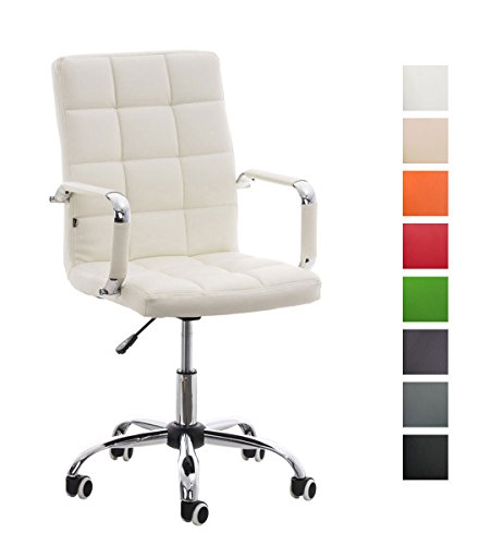 CLP Silla De Oficina Deli V2 En Cuero Sintético | Silla Ejecutiva Giratoria & Regulable En Altura I Silla De Escritorio con Ruedas I Color: Blanco