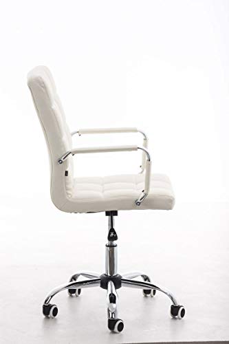 CLP Silla De Oficina Deli V2 En Cuero Sintético | Silla Ejecutiva Giratoria & Regulable En Altura I Silla De Escritorio con Ruedas I Color: Blanco