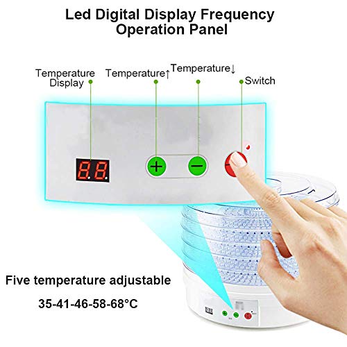 CMmin Inicio Compacto deshidratador, Beef Jerky Cafetera, microordenador controlado Frutos Secos de la máquina, Dispositivo de la preservación de Alimentos, 35-68 ° C de Temperatura Ajustable, Blanca