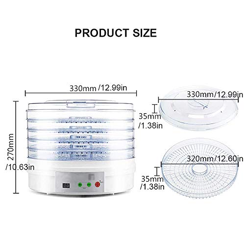 CMmin Inicio Compacto deshidratador, Beef Jerky Cafetera, microordenador controlado Frutos Secos de la máquina, Dispositivo de la preservación de Alimentos, 35-68 ° C de Temperatura Ajustable, Blanca