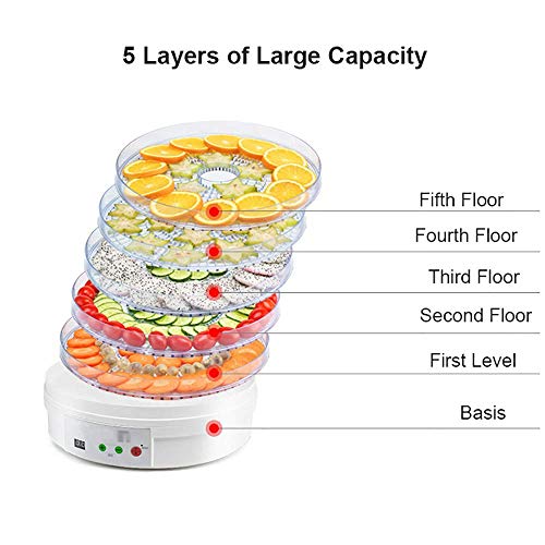 CMmin Inicio Compacto deshidratador, Beef Jerky Cafetera, microordenador controlado Frutos Secos de la máquina, Dispositivo de la preservación de Alimentos, 35-68 ° C de Temperatura Ajustable, Blanca