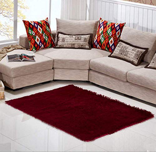 CNFQ Shaggy alfombras de Pelo Largo alfombras Salon alfombras de habitacion moquetas Sala de Estar (Burdeos, 100 x 160 cm)