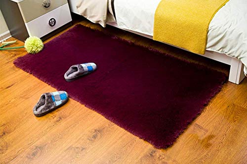 CNFQ Shaggy alfombras de Pelo Largo alfombras Salon alfombras de habitacion moquetas Sala de Estar (Burdeos, 100 x 160 cm)
