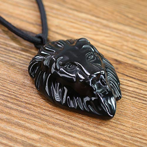 COAI Colgante León de Obsidiana Negra para Hombre
