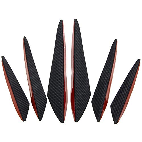 Coche de parachoques 6pcs del coche universal que labra los accesorios del tope delantero del labio de goma Fin Spoiler Splitter Canard Valence engomada de la fibra de carbono Negro forma del coche de