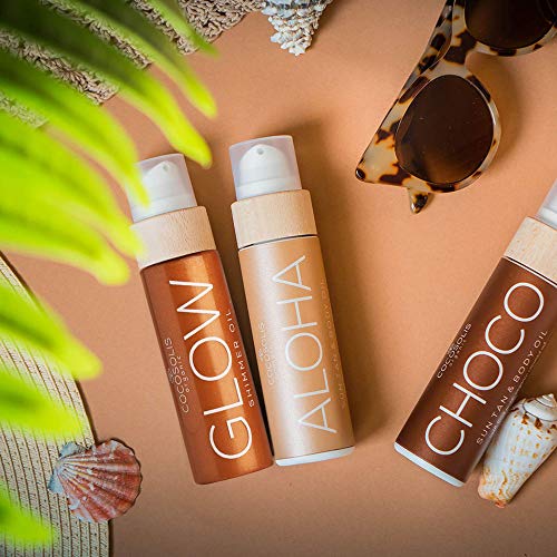 COCOSOLIS Kit de Bio Bronceadores - Choco, Aloha y Brillo – 2 x acelerador bronceado para tomar sol y cama solar, y 1 x bronceador brillante