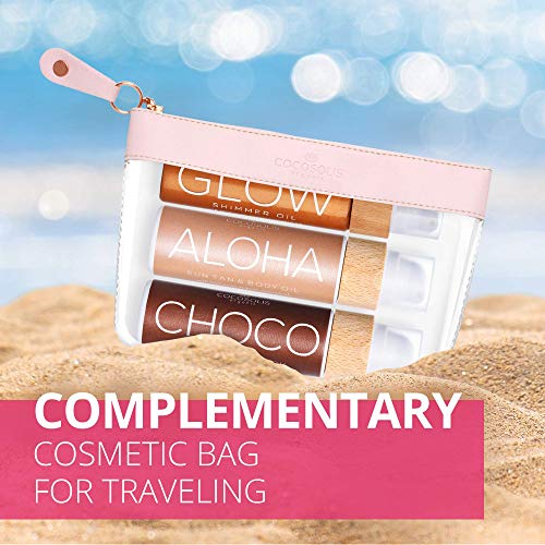 COCOSOLIS Kit de Bio Bronceadores - Choco, Aloha y Brillo – 2 x acelerador bronceado para tomar sol y cama solar, y 1 x bronceador brillante