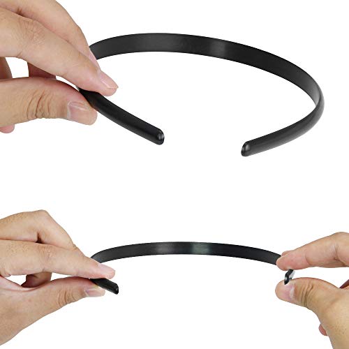 CODIRATO 12 PCS Diadema de Plástico, Diadema Plana sin Dientes Cintas para el Cabello para Niña y Mujer (Negro)