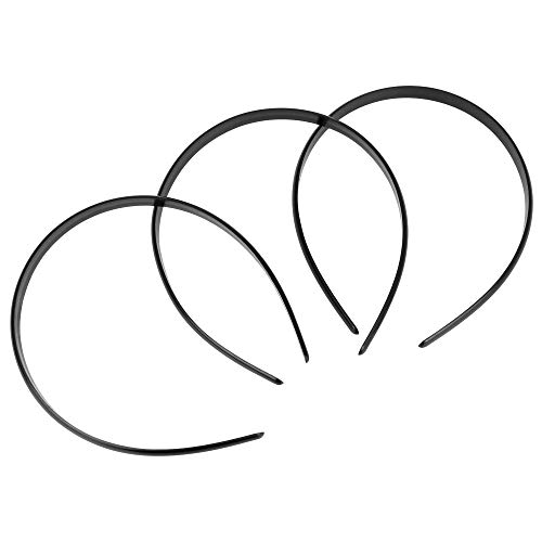 CODIRATO 12 PCS Diadema de Plástico, Diadema Plana sin Dientes Cintas para el Cabello para Niña y Mujer (Negro)