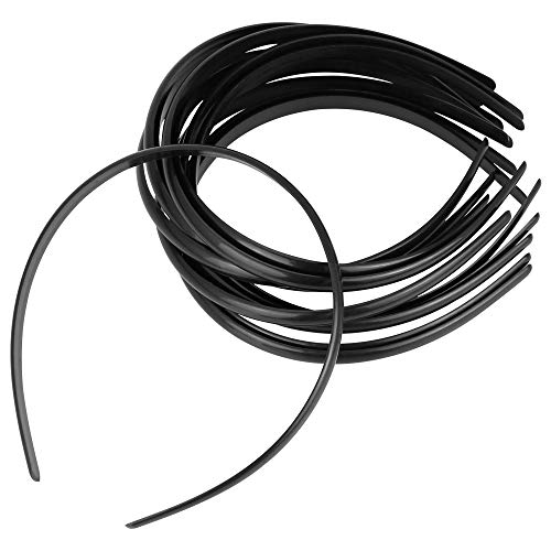 CODIRATO 12 PCS Diadema de Plástico, Diadema Plana sin Dientes Cintas para el Cabello para Niña y Mujer (Negro)