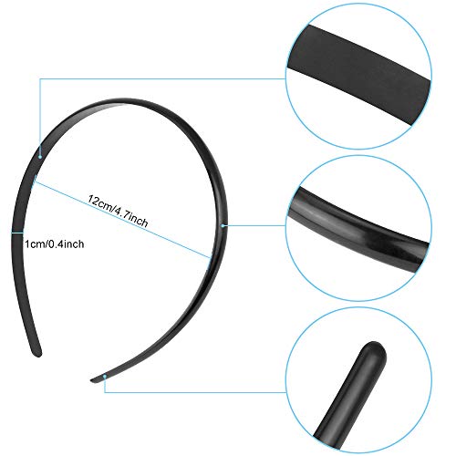 CODIRATO 12 PCS Diadema de Plástico, Diadema Plana sin Dientes Cintas para el Cabello para Niña y Mujer (Negro)
