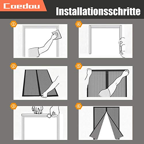 Coedou Cortina Mosquitera Magnética para Puertas, Magnético Puerta de la Pantalla de Insectos, protección de Insectos Mosca Cortina - 80 x 210 cm