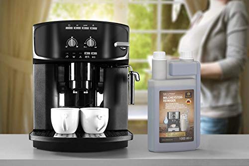 Coffeeano - Limpiador de sistemas de leche para cafeteras automáticas y cafeteras (incluye libro electrónico, compatible con Jura, Siemens, Krups, Bosch, Miele, Melitta, WMF) 1000ml Dosierflasche