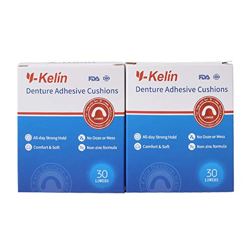 Cojín adhesivo para dentadura inferior Y-Kelin, 30 almohadillas (2 Pack)