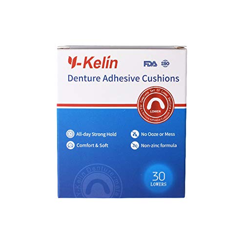 Cojín adhesivo para dentadura inferior Y-Kelin, 30 almohadillas (2 Pack)
