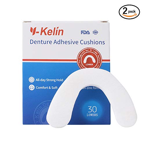 Cojín adhesivo para dentadura inferior Y-Kelin, 30 almohadillas (2 Pack)