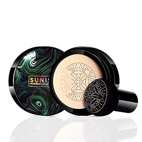 Cojín de aire de cabeza de hongo pequeño BB Cream,Corrector Desnudo Maquillaje Protección solar Duradero Hidratante Brillo Pigmento CC Liquid Foundation (Color natural)