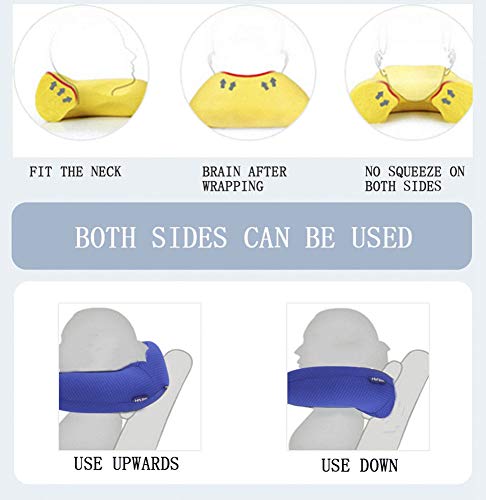 Cojín de cuello de viaje almohada en forma de U, con tapones para los oídos + máscara de ojos transpirable super suave y cómoda memoria algodón de la cintura Pad de oficina de la familia,Yellow