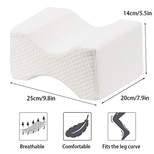 Cojin para Dormir Entre las Piernas, Espuma Viscoelástica Almohada para La Rodilla para Dormir Rodilla Cadera Pierna Muslo Pelvis Espalda Baja Cintura, etc., con 1 par de Tapones para Los Oídos