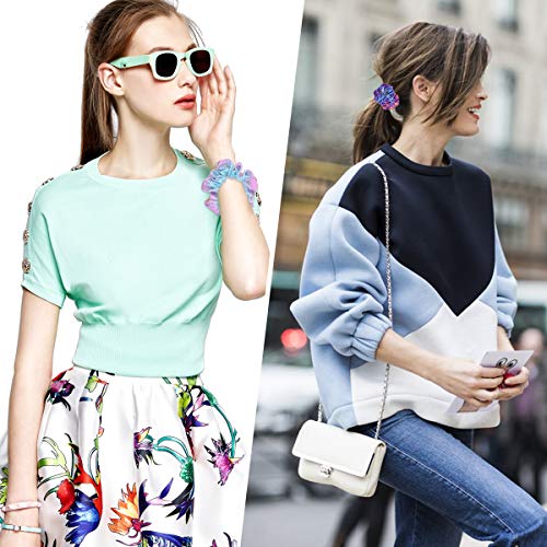 Coletero para Azar el Cabello Pulsera Multiusos Gomas del Pelo Brillante Metálico Largo Manual Anillo de Cabello con Banda Elástica 30 Piezas para Mujer y Chica