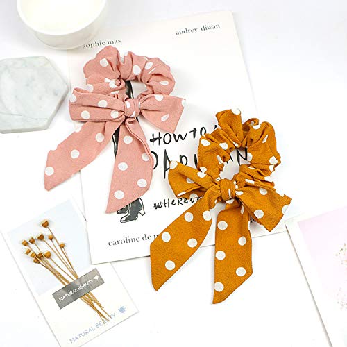 Coleteros para el pelo, 6 unidades, con lazo de lunares, para mujeres y niñas