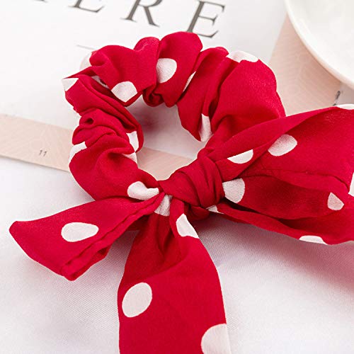 Coleteros para el pelo, 6 unidades, con lazo de lunares, para mujeres y niñas