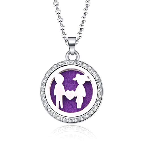 Colgante De Aromaterapiadiamantes De Imitación Aceites Esenciales Aromaterapia Medallones Juntos Para Siempre Difusor De Aroma Perfume Colgante Collar Día De San Valentín Presente