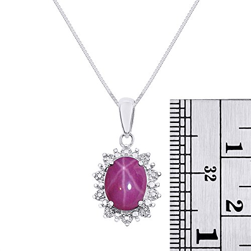 Colgante de plata de ley 925 con cadena de 45 cm inspirado en la princesa Diana de Halo Diamond & Estrella Rubí