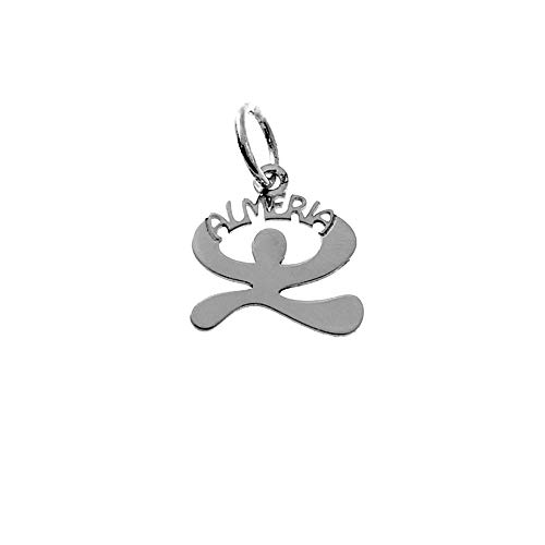 Colgante plata Ley 925m Indalo 12mm. liso detalle escrito Almería