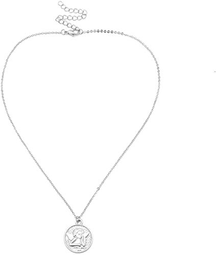 Collar Ángel Colgante Collar Material ecológico Aleación Perlas Plateado