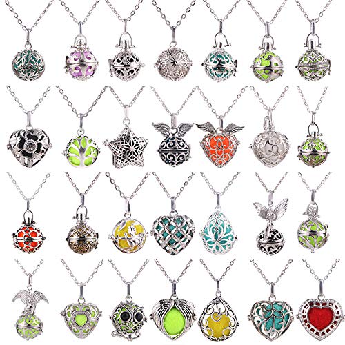 Collar con colgante de bola de música de moda mixta, difusor de aromaterapia antiguo, colgante con colgante, perfume, caja de aceites esenciales, joyería-Y