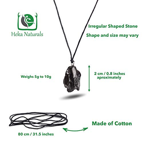 Collar con Colgante de Shungita de Élite, Colgante de Piedra Shungita Noble Pulida Sin Forma | el Colgantes es Ideal para Protección Electromagnética y Ayuda a Equilibrar la Energía | Élite Pulida