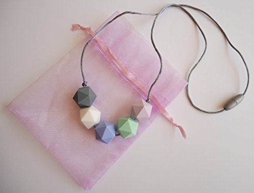 Collar de Dentición Elegante para Mamá, Mordedor Bebé Lactancia Materna con Cuentas Sin BPA, Hecho a Mano por MilkMama, 4 Colores (Mezcla Pastel)