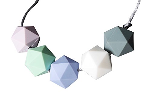 Collar de Dentición Elegante para Mamá, Mordedor Bebé Lactancia Materna con Cuentas Sin BPA, Hecho a Mano por MilkMama, 4 Colores (Mezcla Pastel)