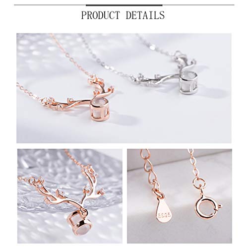 Collar de Plata de la decoración de astas S925 con 100 Clases de joyería Tallada-Mini te Amo Lenguaje Colgante Simple de la Manera Femenina de Oro Rosa clavícula Cadena Mejor Regalo for el Día de San
