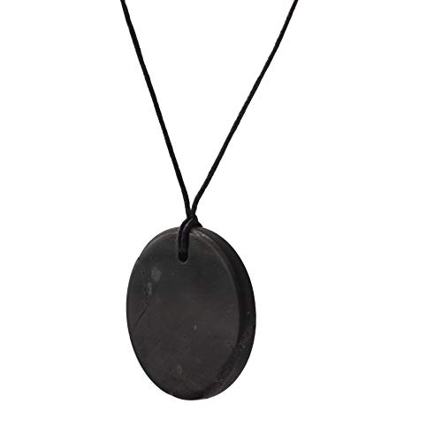 Collar de Shungite con Colgante Diseño Círculo Pequeño Hecho de Piedra Shungit para Protección Electromagnética | Joyería de Shungita Moderna, Usada para Equilibrar Chakras y Energía | Círculo Pequeño