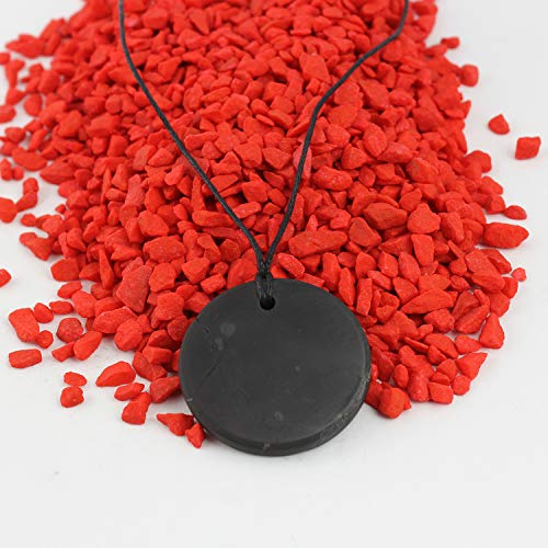 Collar de Shungite con Colgante Diseño Círculo Pequeño Hecho de Piedra Shungit para Protección Electromagnética | Joyería de Shungita Moderna, Usada para Equilibrar Chakras y Energía | Círculo Pequeño